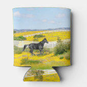 Schwarzes Pferd im Feld der Blume Dosenkühler (Rückseite)