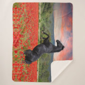 Schwarzes Pferd im Mohnfeld Sherpa-Decken Sherpadecke (Vorderseite)