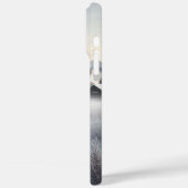 Schwarzes Pferd im Schnee mit Weihnachtskranz Case-Mate iPhone Hülle (Rückseite / Links)