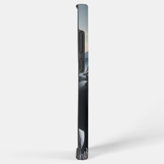 Schwarzes Pferd im Schnee mit Weihnachtskranz Samsung Galaxy Hülle (Rechte Seite)