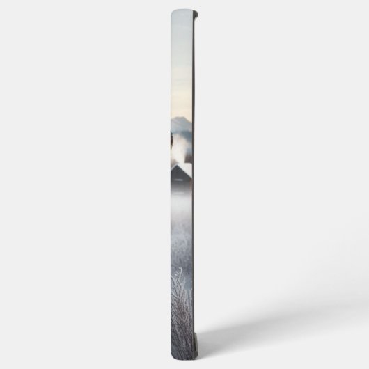 Schwarzes Pferd im Schnee mit Weihnachtskranz Samsung Galaxy Hülle (Linke Seite)