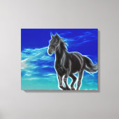 Schwarzes Pferd in den Wind Wrapped Canvas Leinwanddruck (Vorderseite)
