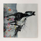 Schwarzes Pferd in Wildblumen Puzzle (Horizontal)