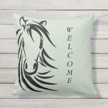 Schwarzes Pferd Kopf Grün