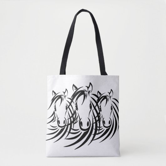 Schwarzes Pferd Kopf weiß Tasche (Vorderseite)
