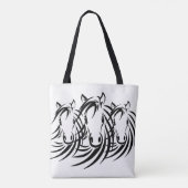 Schwarzes Pferd Kopf weiß Tasche (Rückseite)
