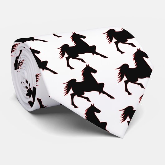 Schwarzes Pferd Krawatte (Gerollt)