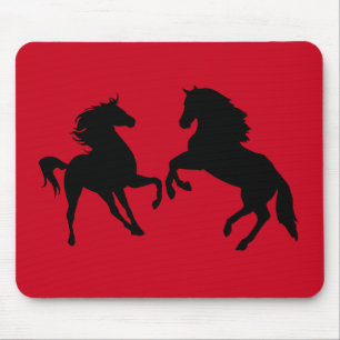 Schwarzes Pferd Maus Pad rot oder Farbe wählen Mousepad