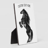 Schwarzes Pferd mit benutzerdefiniertem Text Fotoplatte (Seite)