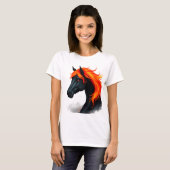 Schwarzes Pferd mit fiery Red Mane T-Shirt (Vorne ganz)
