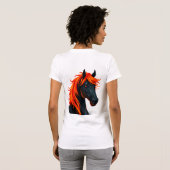 Schwarzes Pferd mit fiery Red Mane T-Shirt (Schwarz voll)