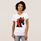 Schwarzes Pferd mit fiery Red Mane T-Shirt (Vorne ganz)