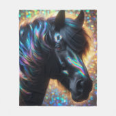 Schwarzes Pferd mit Iridescent Mane Fleecedecke (Vorderseite)