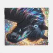 Schwarzes Pferd mit Iridescent Mane Fleecedecke (Vorderseite (Horizontal))