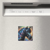 Schwarzes Pferd mit Iridescent Mane Magnet (In Situ (Geschirrspüler))
