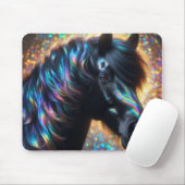 Schwarzes Pferd mit Iridescent Mane Mousepad (Mit Mouse)
