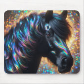 Schwarzes Pferd mit Iridescent Mane Mousepad (Vorne)