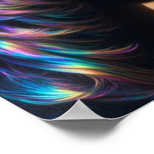 Schwarzes Pferd mit Iridescent Mane Poster (Ecke)