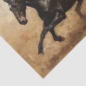 Schwarzes Pferd mit Ölgemälde Seidenpapier (Ausschnitt)