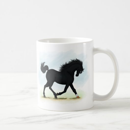 Schwarzes Pferd mit Star & Sock (Black Beauty) Kaffeetasse (Rechts)