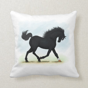 Schwarzes Pferd mit Star & Sock (Black Beauty) Kissen