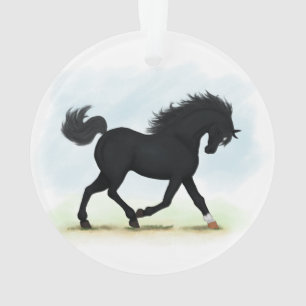 Schwarzes Pferd mit Star & Sock (Black Beauty) Ornament