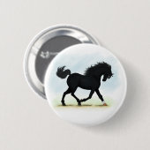 Schwarzes Pferd mit Star & Sock (Schwarze Schönhei Button (Vorne & Hinten)
