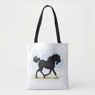 Schwarzes Pferd mit Star & Sock (Schwarze Schönhei Tasche