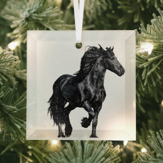 Schwarzes Pferd Ornament Aus Glas (Insitu)