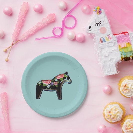Schwarzes Pferd Pappteller (Party)