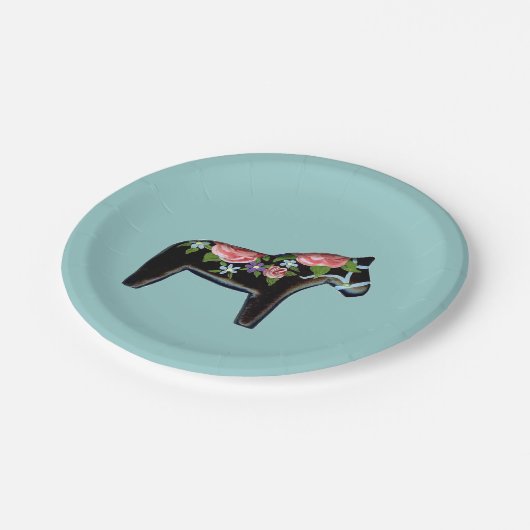 Schwarzes Pferd Pappteller (Schrägansicht)