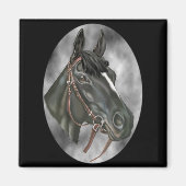 Schwarzes Pferd Pferdekraut Magnet (Vorne)