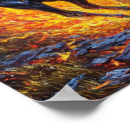 Schwarzes Pferd Poster (Ecke)