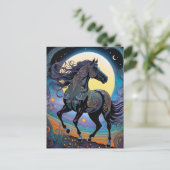 Schwarzes Pferd Postkarte (Stehend Vorderseite)