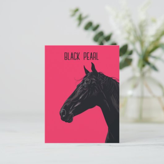 Schwarzes Pferd Postkarte (Stehend Vorderseite)