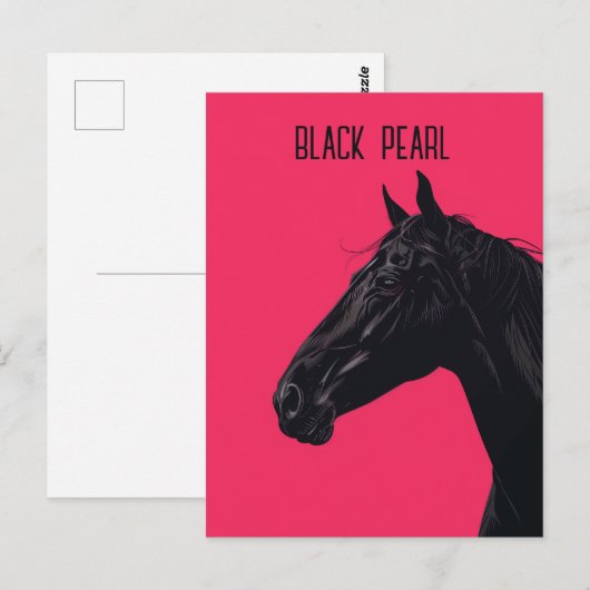 Schwarzes Pferd Postkarte (Vorne/Hinten)