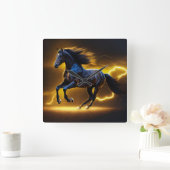 Schwarzes Pferd Quadratische Wanduhr (Zuhause)