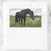 Schwarzes Pferd Rechteckiger Aufkleber (Tasche)