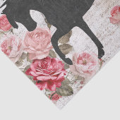 Schwarzes Pferd Rosa Rose Skript Collage Decoupage Seidenpapier (Ausschnitt)