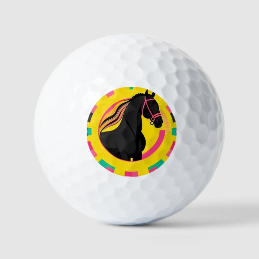 Schwarzes Pferd Stilisierte Illustration Golfball (Vorderseite)