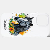 Schwarzes Pferd umgeben von Personalisierten Blume Case-Mate iPhone Hülle (Rückseite (Horizontal))