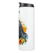 Schwarzes Pferd umgeben von Personalisierten Blume Thermosbecher (Nach rechts gedreht)