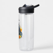 Schwarzes Pferd umgeben von Personalisierten Blume Trinkflasche (Links)