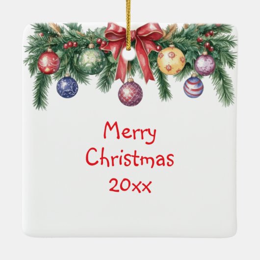 Schwarzes Pferd und Kardinal Weihnachten Keramikornament (Rückseite)