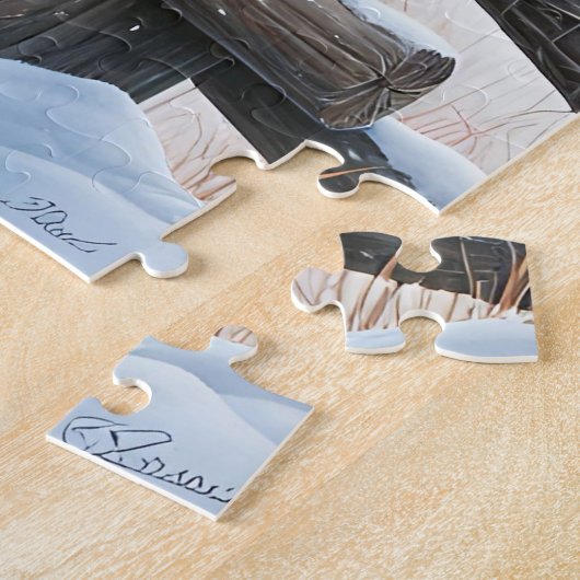 Schwarzes Pferd und Kardinal Weihnachten Puzzle (Seite)