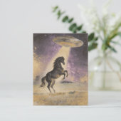 Schwarzes Pferd und UFO Postkarte (Stehend Vorderseite)