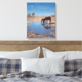 Schwarzes Pferd Wüstenwasser Reflexionskunst Leinwanddruck (Insitu (Schlafzimmer))