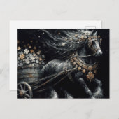 Schwarzes Pferd zieht eine Last von Gold-Kleeblätt Postkarte (Vorne/Hinten)