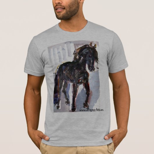 Schwarzes PferdeAquarell T-Shirt (Vorderseite)