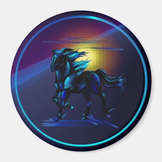 Schwarzes Pferdemagnet Magnet (Vorne)